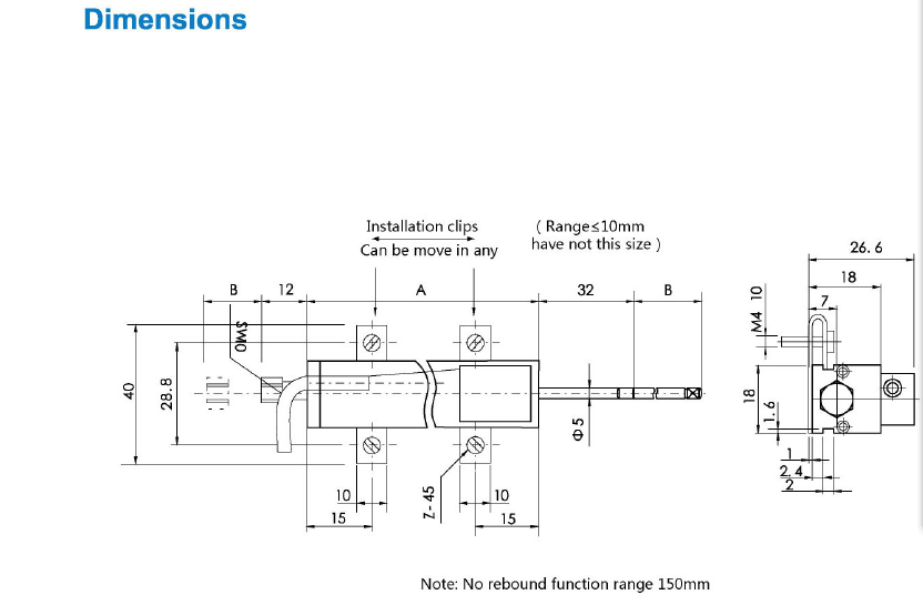50mm Induction Head Linear Position Potentiometer Sensor